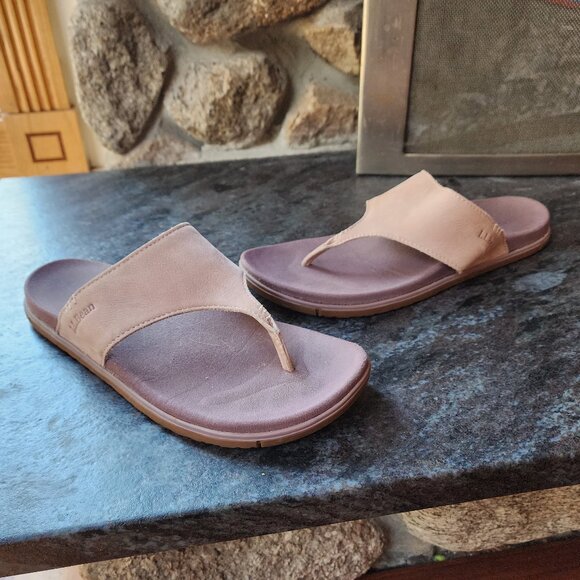 L.L. Bean Tan Suede Flip Flop Thong Sandals Size 10 - Picture 7 of 15